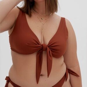 Noize Original Ballina Seamless Tie-Front Bikini Top, sz 3X